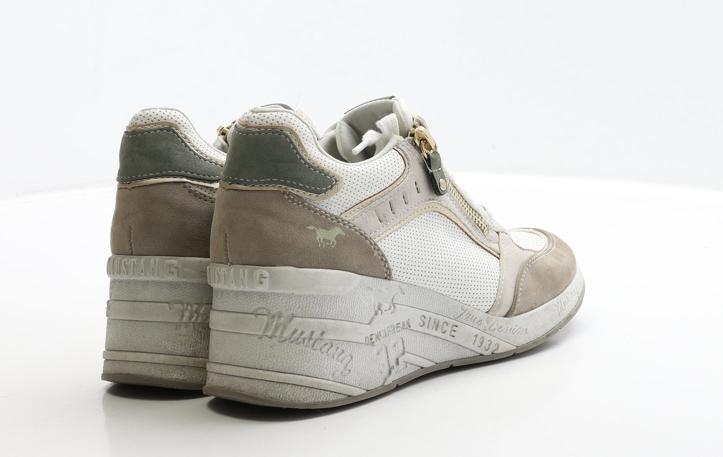 Mustang Womens White Polyester Trainer UK 5 38 - Wedge Heel