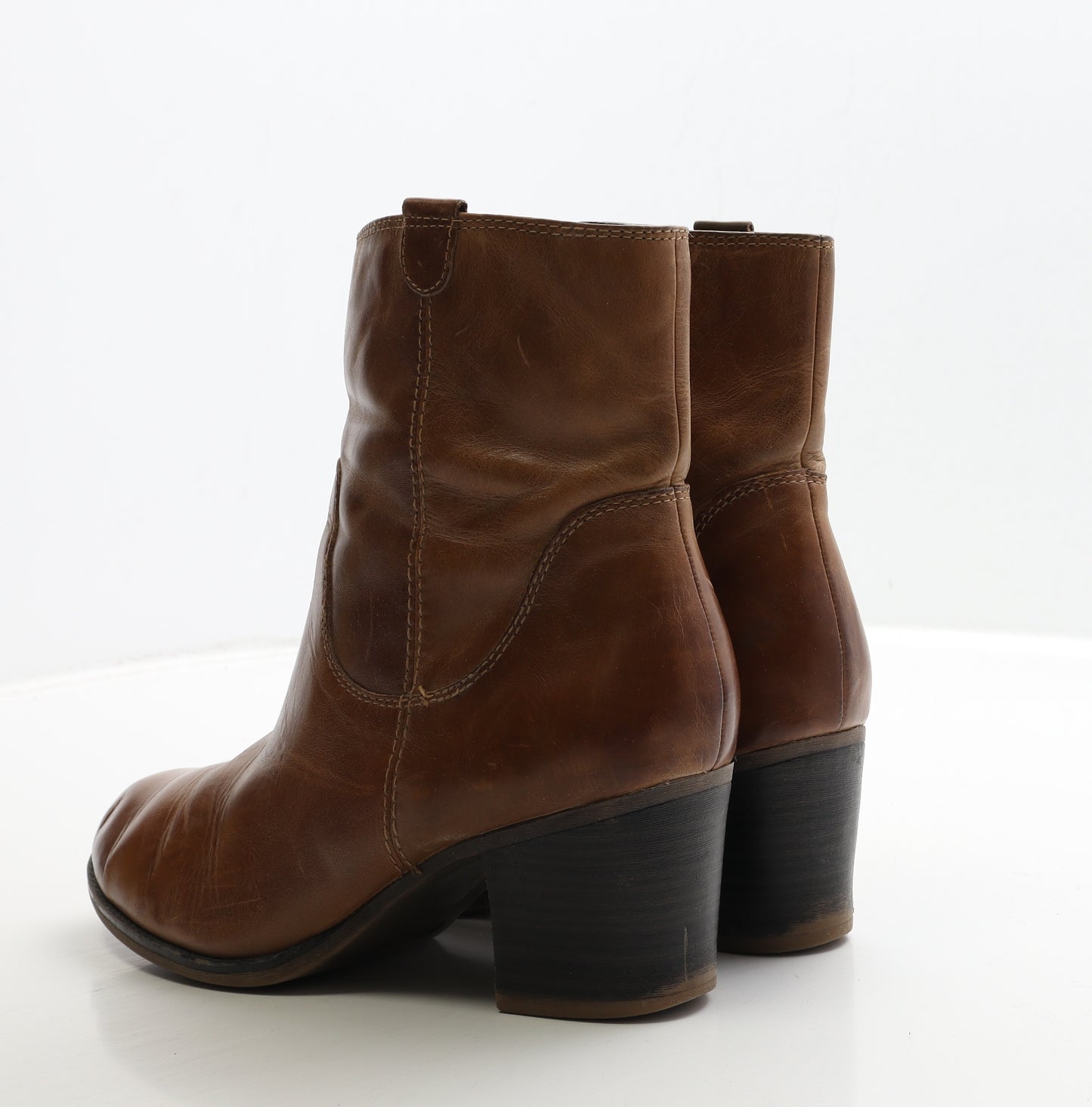 TU Womens Brown Leather Bootie Boot UK 7 40