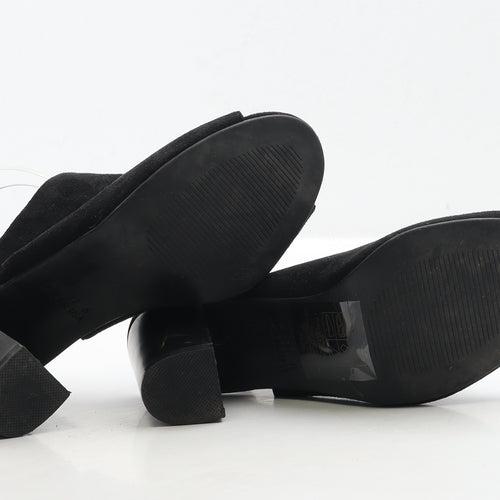 Primark Womens Black Suede Slingback Heel UK 4 37 - Wide Fit