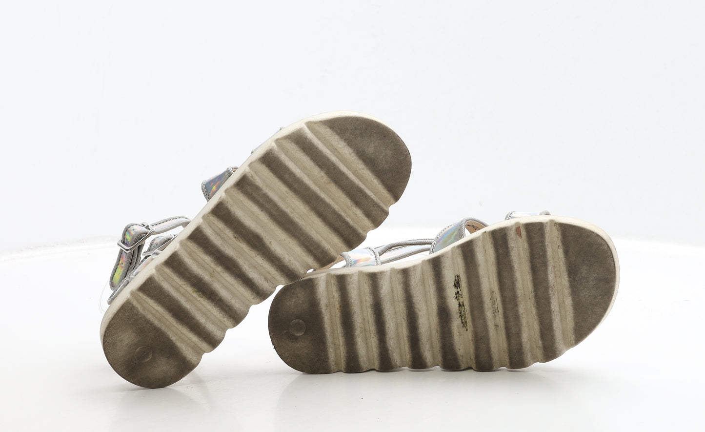 Matalan Girls Silver Polyester Gladiator Sandal UK 1 33 - Holographic