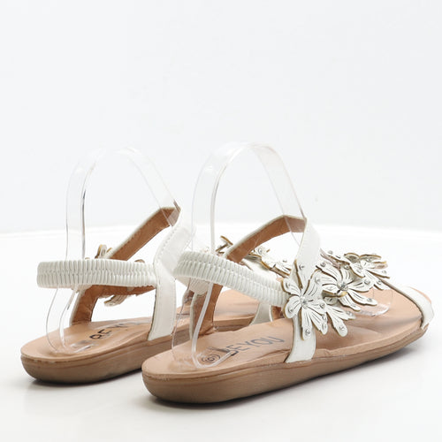 BeYou Womens White Leather Strappy Sandal UK 6 39 - Floral