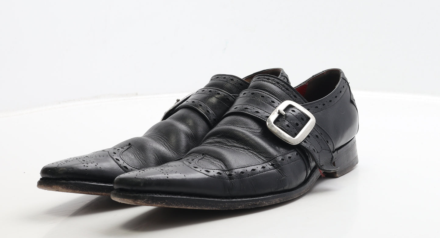 Jeffery~West Mens Black Leather Monk Dress UK 7.5 41