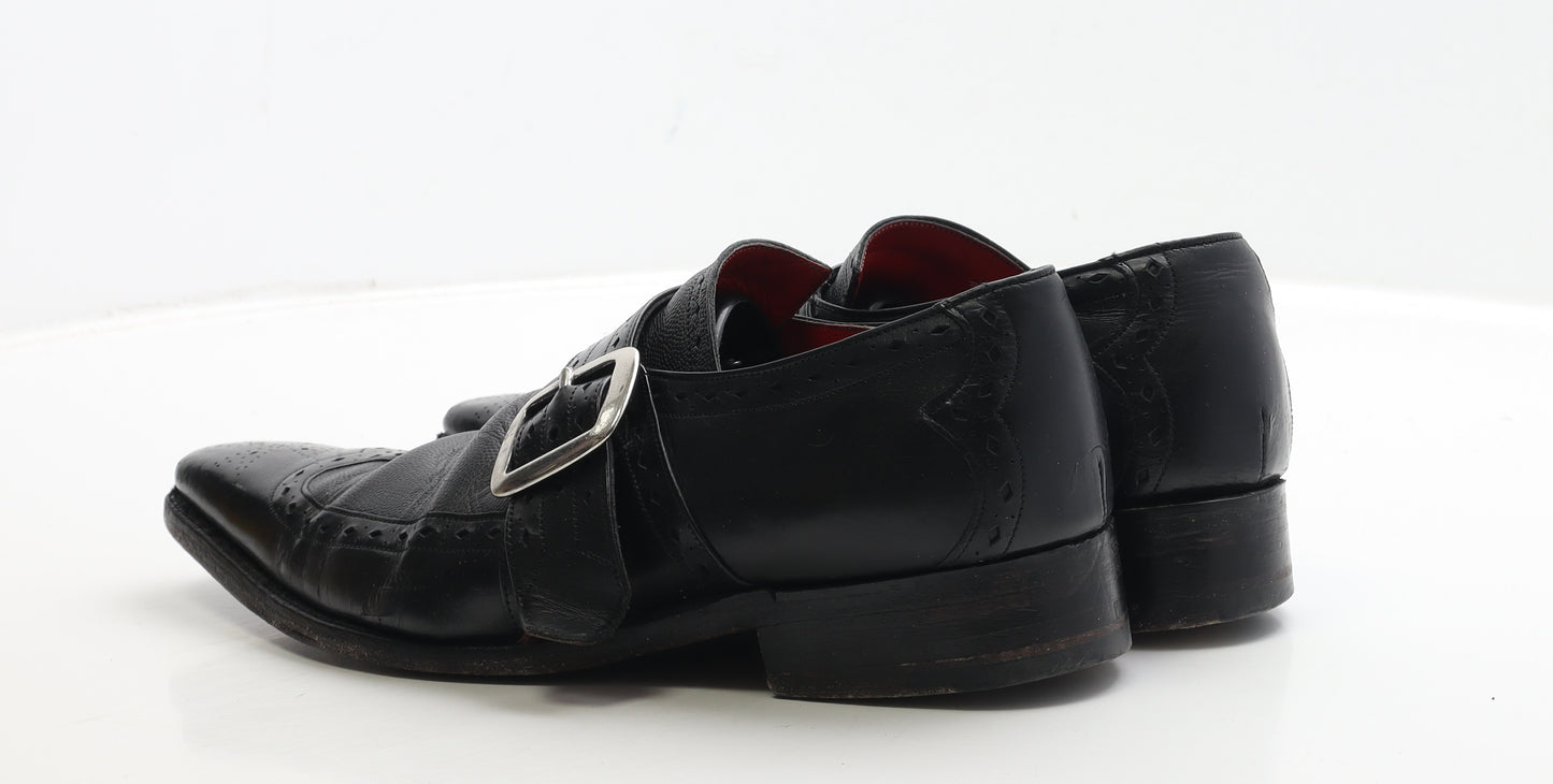 Jeffery~West Mens Black Leather Monk Dress UK 7.5 41