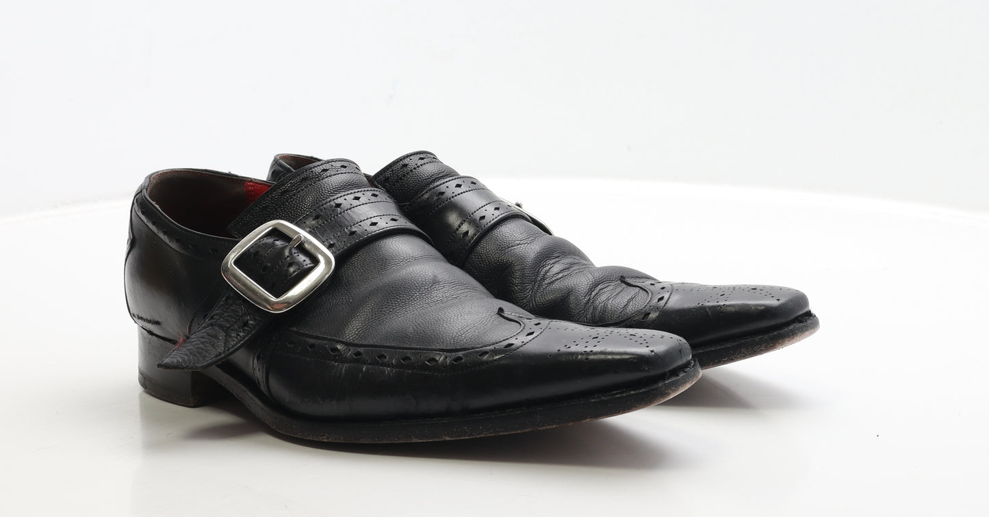 Jeffery~West Mens Black Leather Monk Dress UK 7.5 41