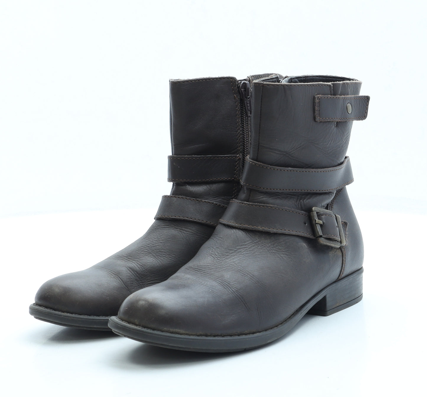 Jones Womens Brown Leather Biker Boot UK 3 35