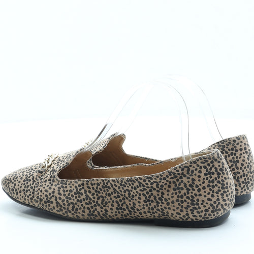 Papaya Womens Beige Animal Print Polyester Loafer Flat UK 6