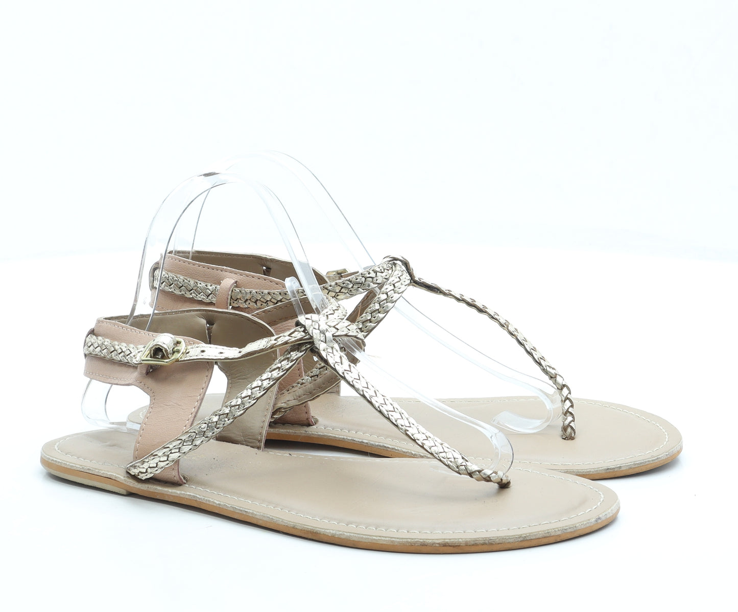 Accessorize# Womens Beige Leather Strappy Sandal UK 7 40