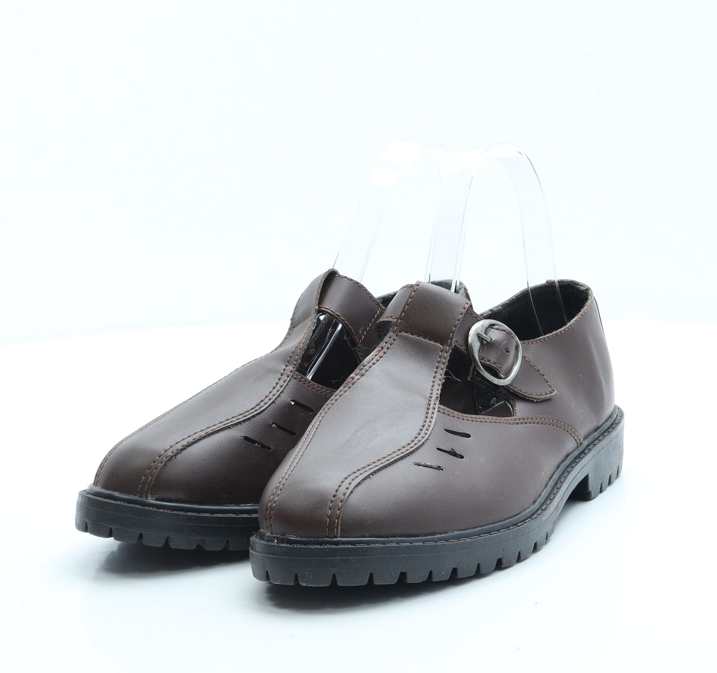 Treaders Womens Brown Leather Mary Jane Flat UK 3