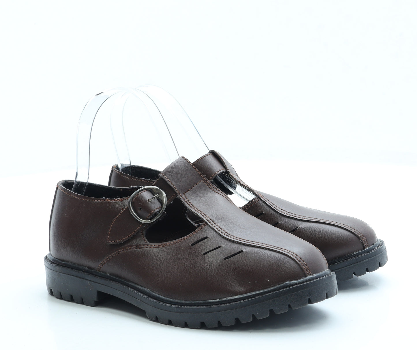 Treaders Womens Brown Leather Mary Jane Flat UK 3