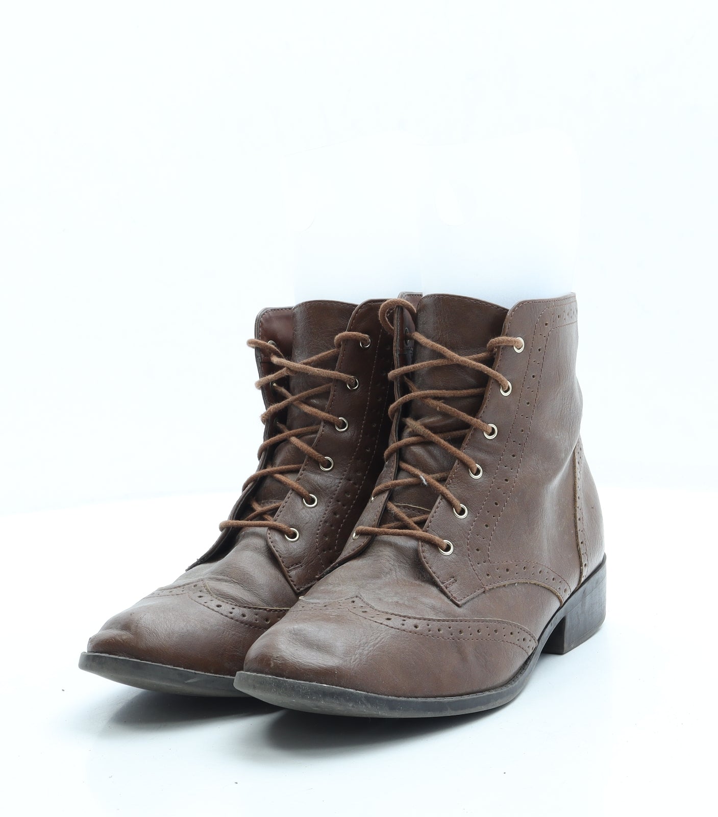 New Look Womens Brown Leather Bootie Boot UK 5 38