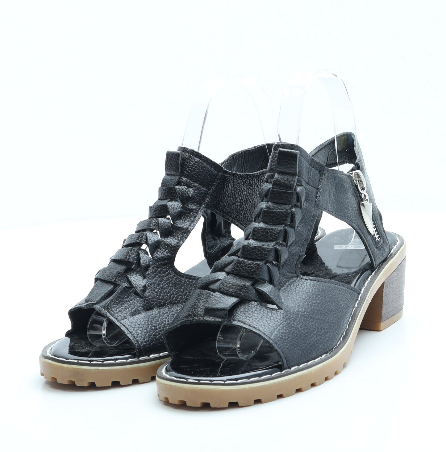 Preworn Womens Black Leather Slingback Heel UK 5 38