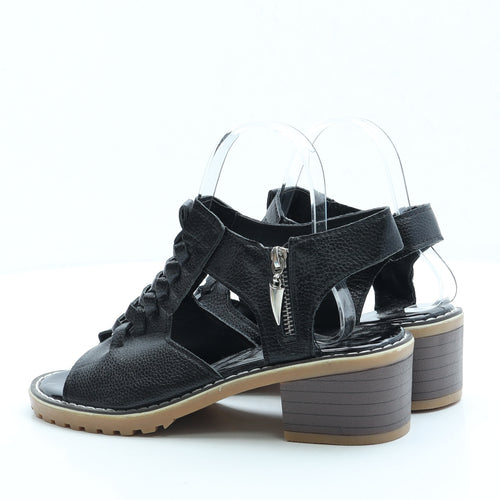 Preworn Womens Black Leather Slingback Heel UK 5 38
