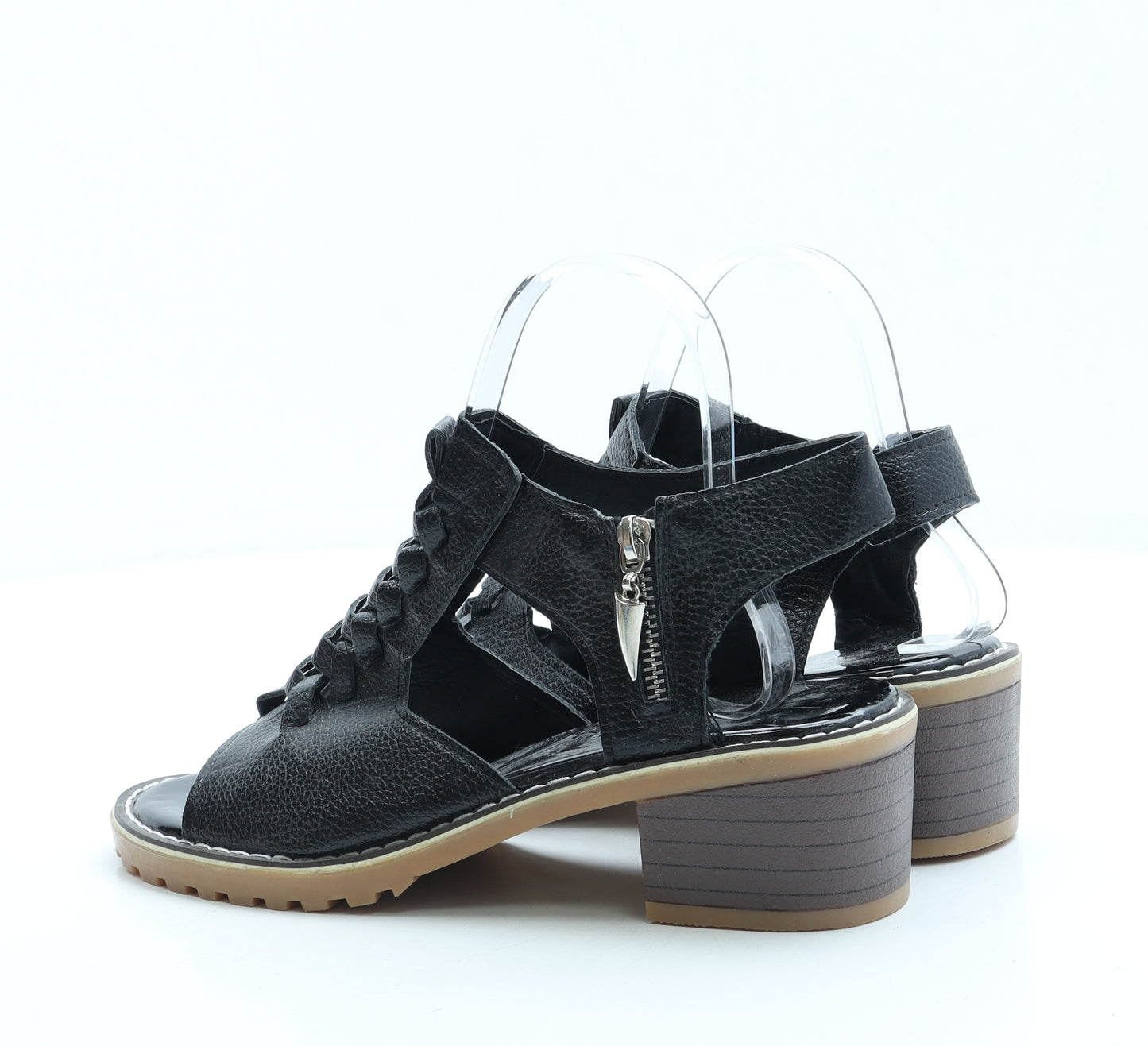Preworn Womens Black Leather Slingback Heel UK 5 38