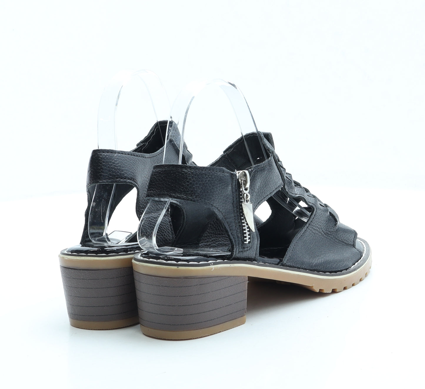 Preworn Womens Black Leather Slingback Heel UK 5 38