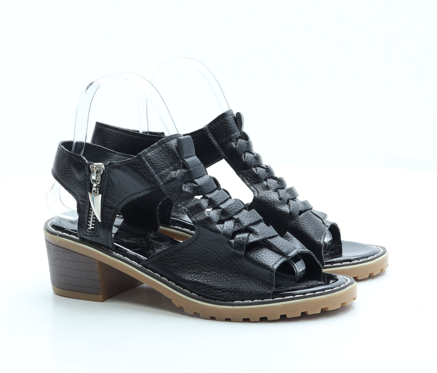 Preworn Womens Black Leather Slingback Heel UK 5 38