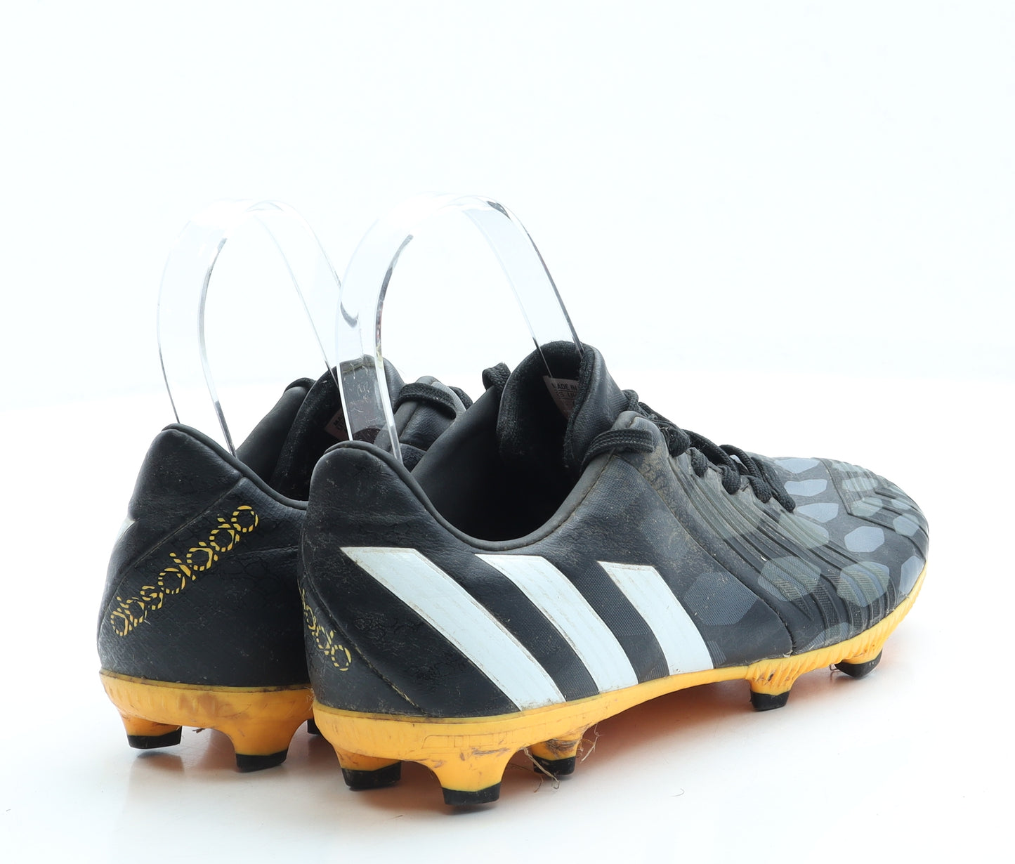 adidas Boys Black Geometric Leather Trainer UK 4