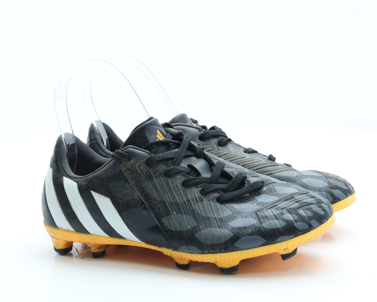 adidas Boys Black Geometric Leather Trainer UK 4