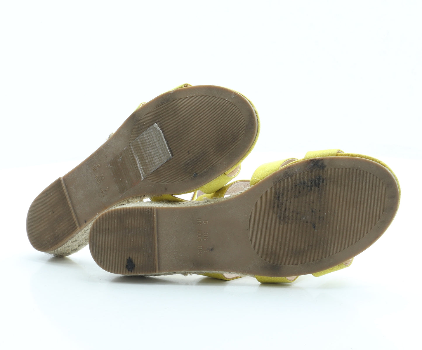 Primark Womens Yellow Suede Slip On Sandal UK 5 38 US 7