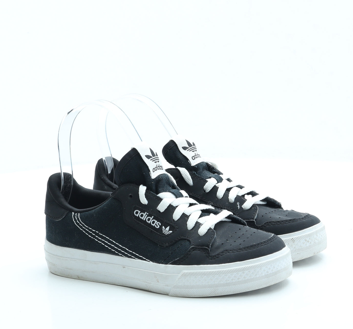 adidas Boys Black Leather Trainer UK 1 33