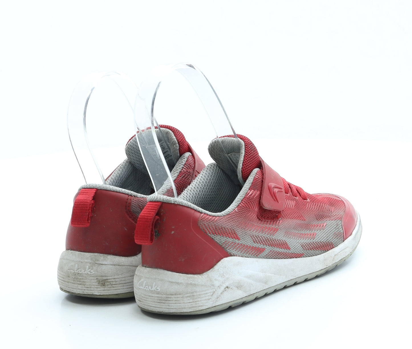 Clarks Boys Red Geometric Polyurethane Trainer UK 1.5