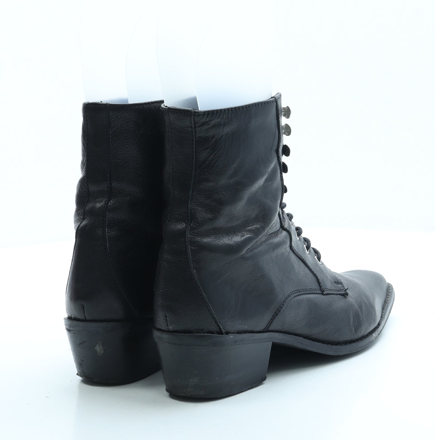 Preworn Womens Black Leather Bootie Boot UK 5