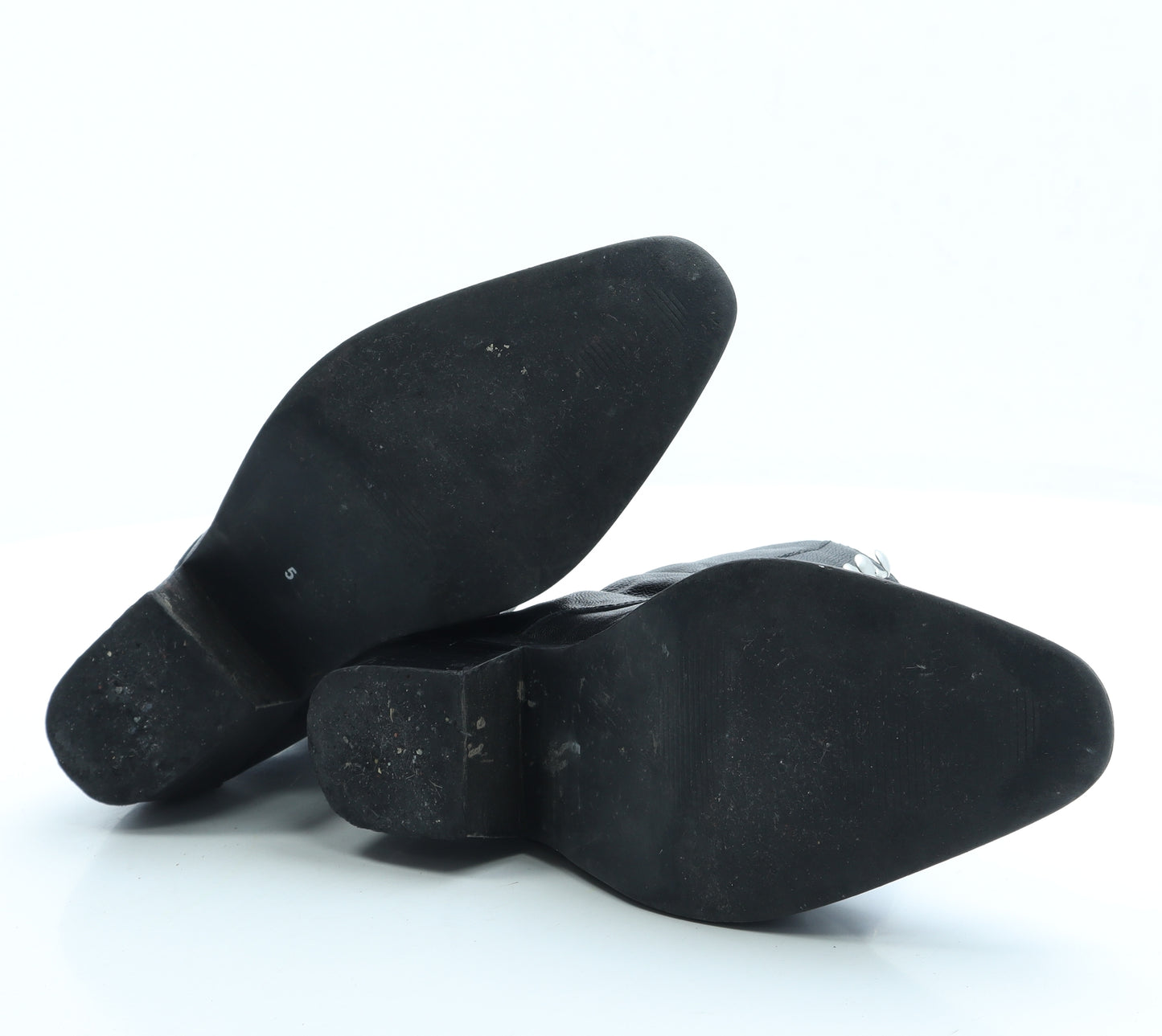 Preworn Womens Black Leather Bootie Boot UK 5