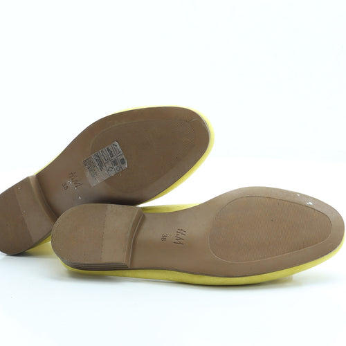 H&M Womens Yellow Suede Loafer Flat UK 5 38