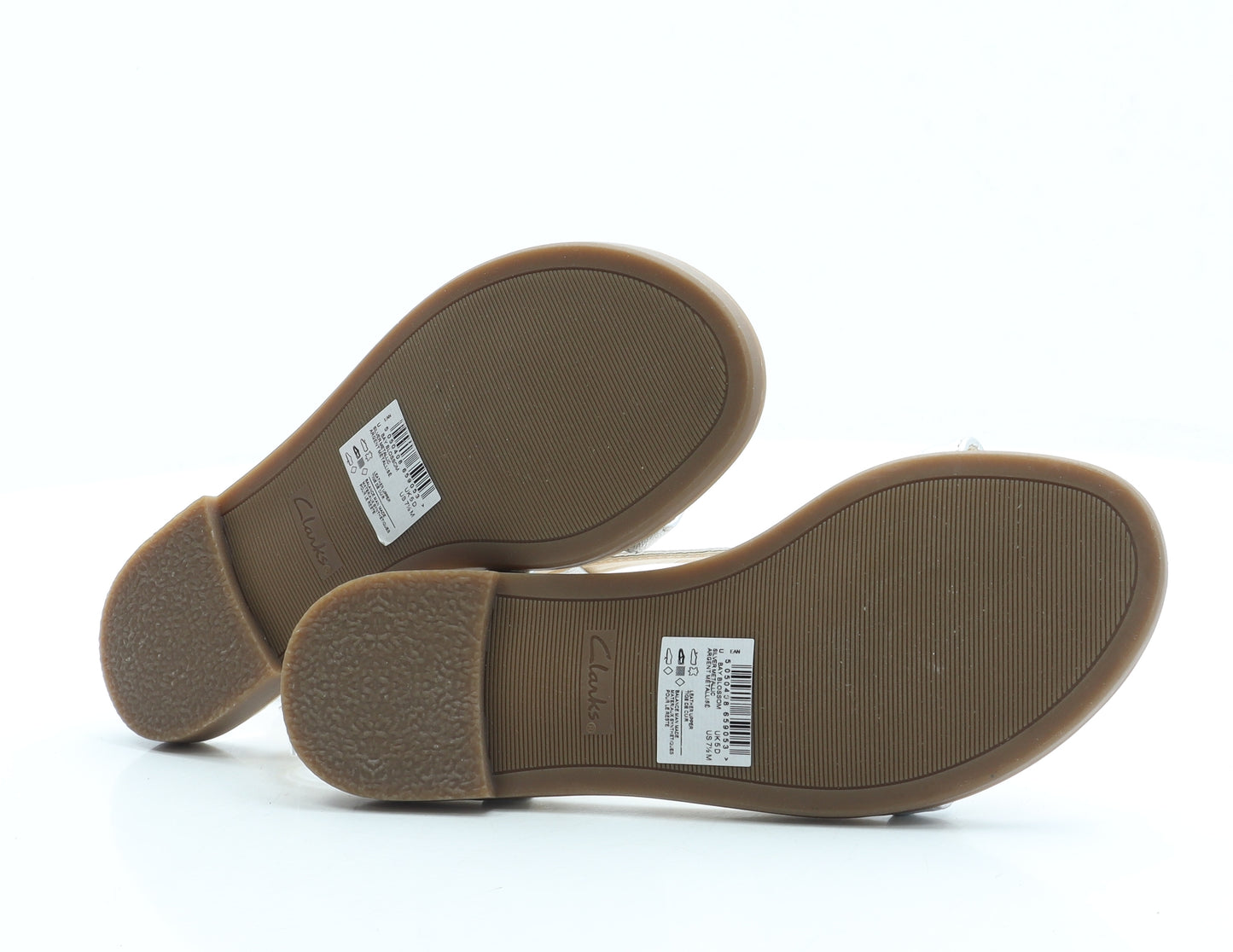 Clarks Womens Silver Leather Slingback Sandal UK 5