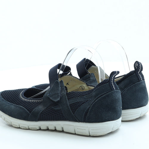 Pavers Womens Blue Polyester Slip On Flat UK 7 40 - Wide Fit