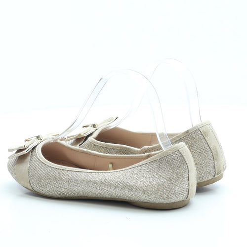 Primark Girls Gold Polyester Ballet Flat UK 4 37 US 6 - Wide Fit