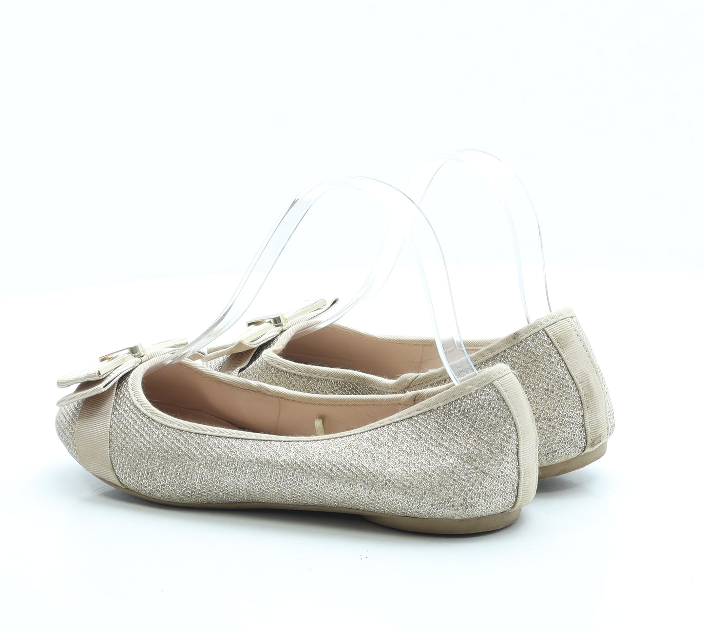 Primark Girls Gold Polyester Ballet Flat UK 4 37 US 6 - Wide Fit