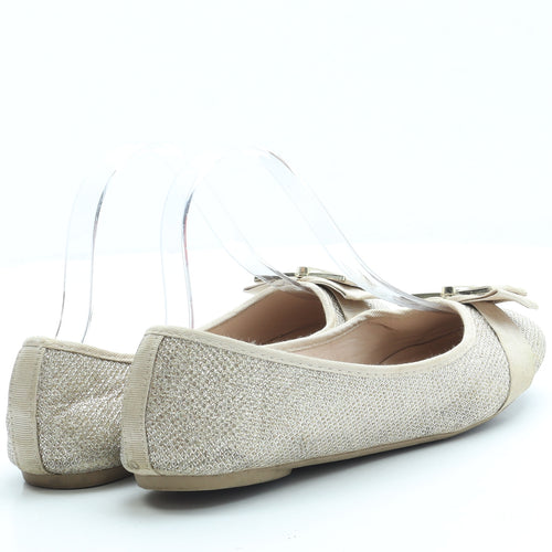 Primark Girls Gold Polyester Ballet Flat UK 4 37 US 6 - Wide Fit