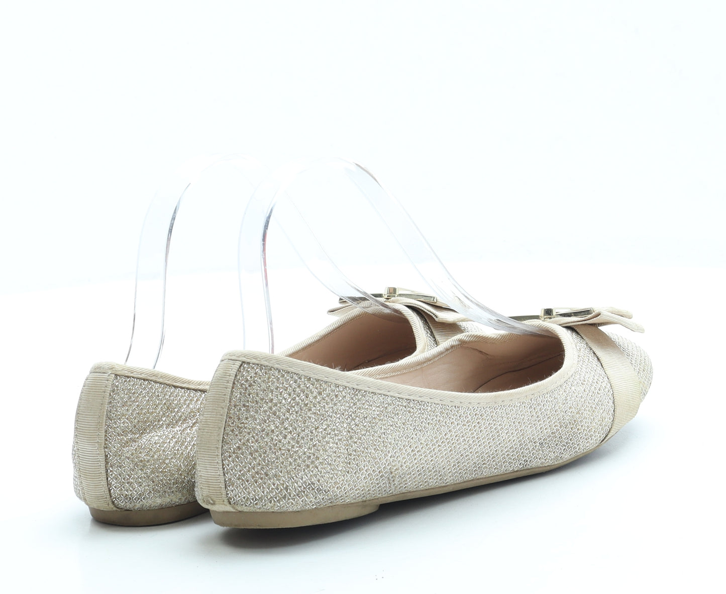 Primark Girls Gold Polyester Ballet Flat UK 4 37 US 6 - Wide Fit