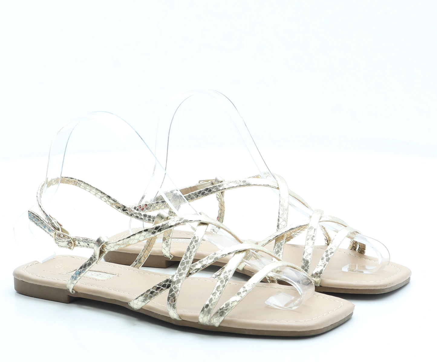 Primark Womens Gold Leather Slingback Sandal UK 5 38 US 7