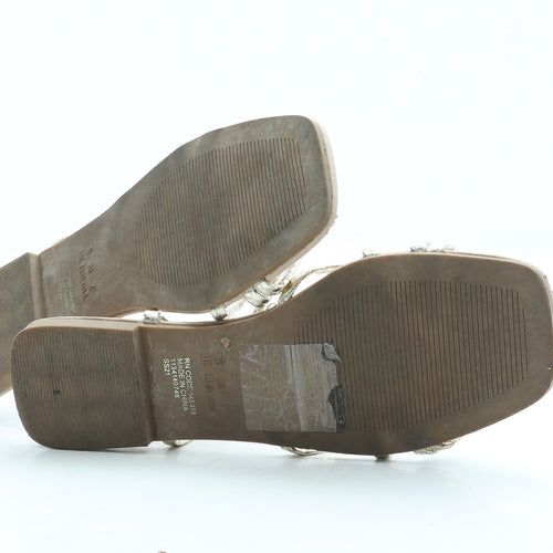 Primark Womens Gold Leather Slingback Sandal UK 5 38 US 7