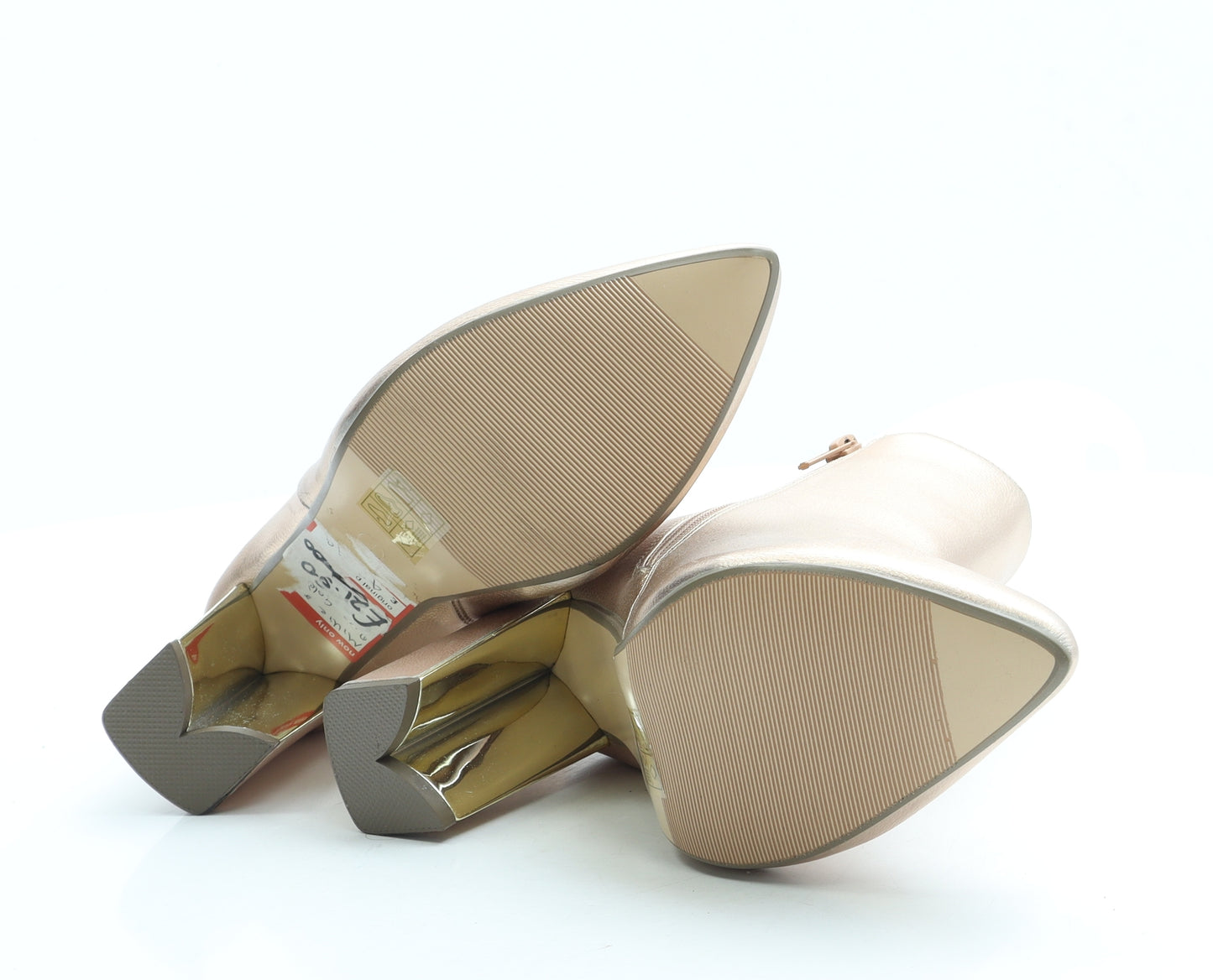 M&Co Womens Gold Leather Bootie Boot UK 4 37