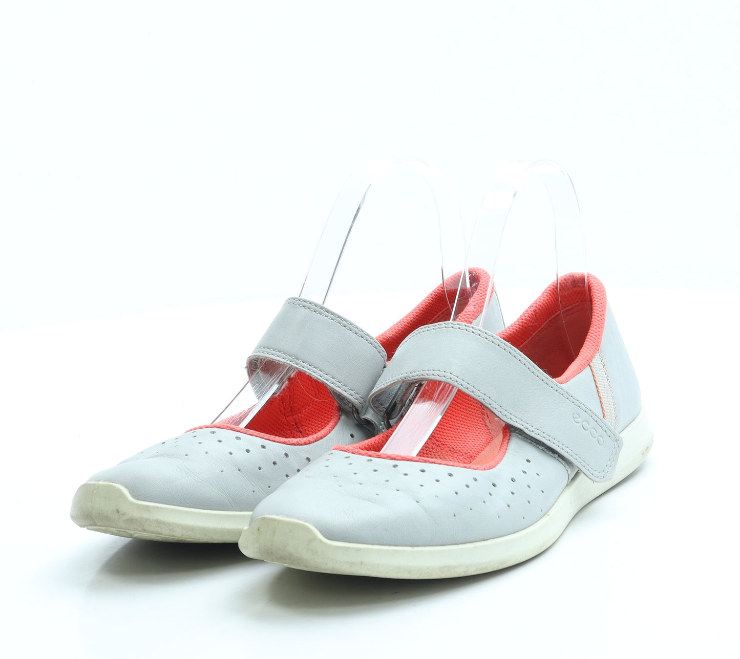 ECCO Womens Grey Leather Slip On Flat UK 4 37