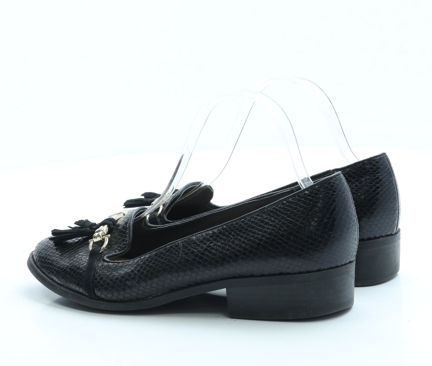 New Look Womens Black Leather Loafer Flat UK 5 38 - Wide Fit