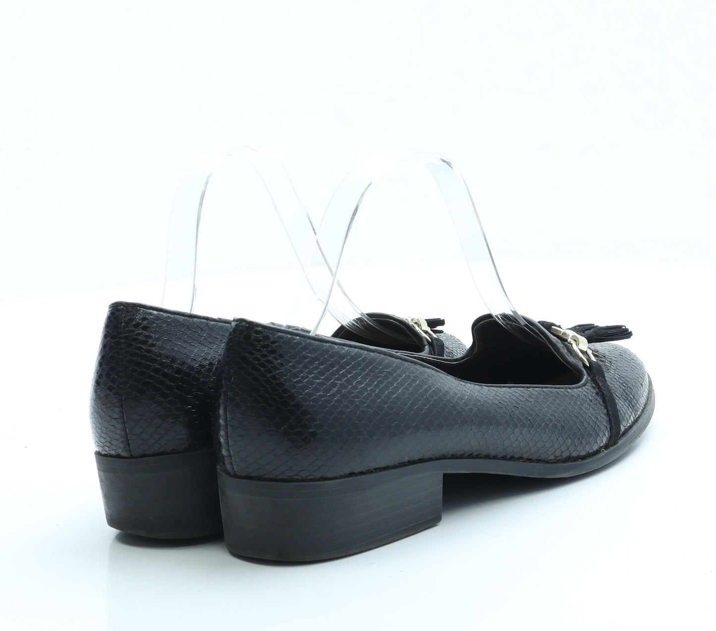 New Look Womens Black Leather Loafer Flat UK 5 38 - Wide Fit