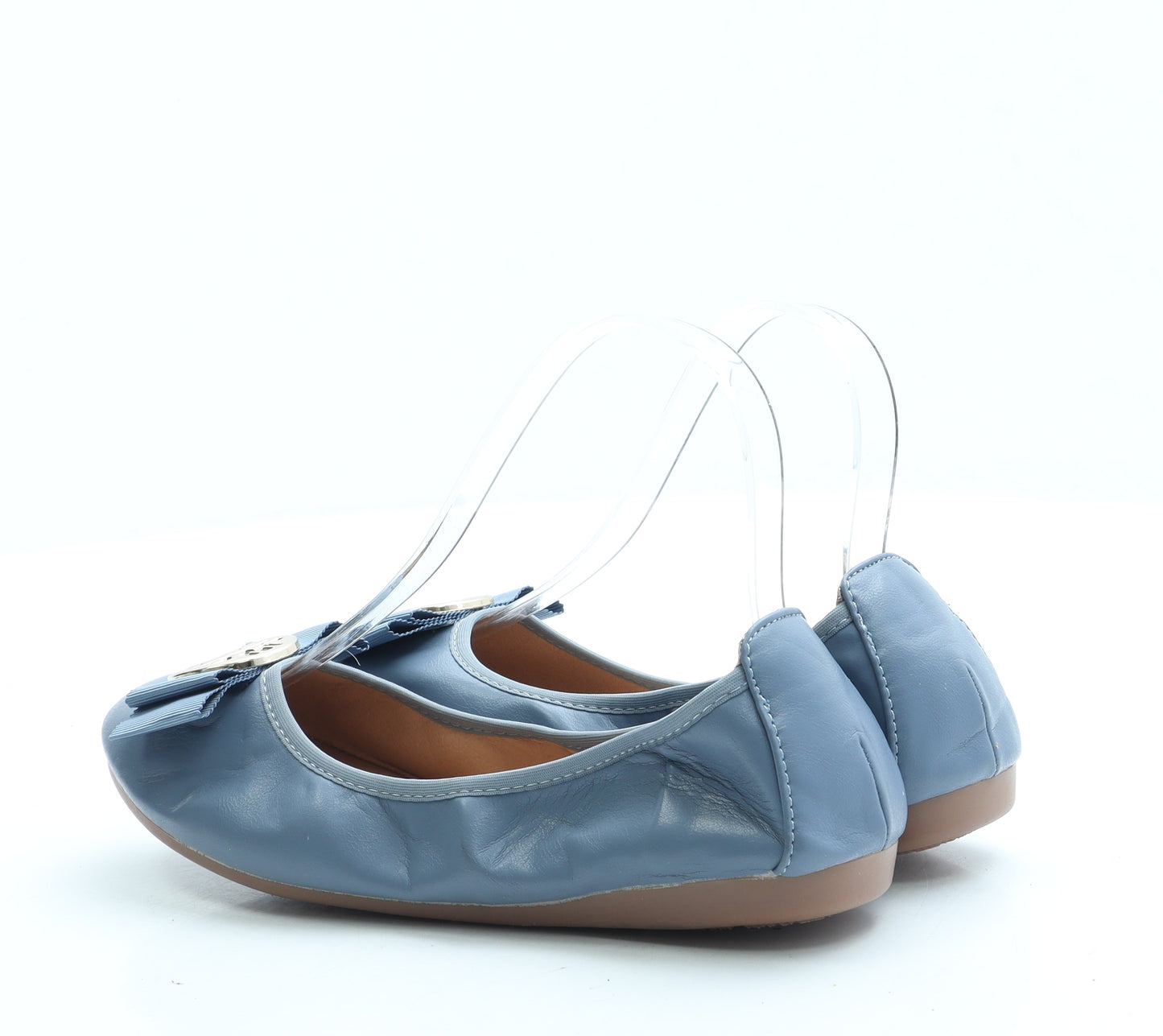 Xin Gan Ju Womens Blue Leather Slip On Flat UK 4 37 - Fold up shoe