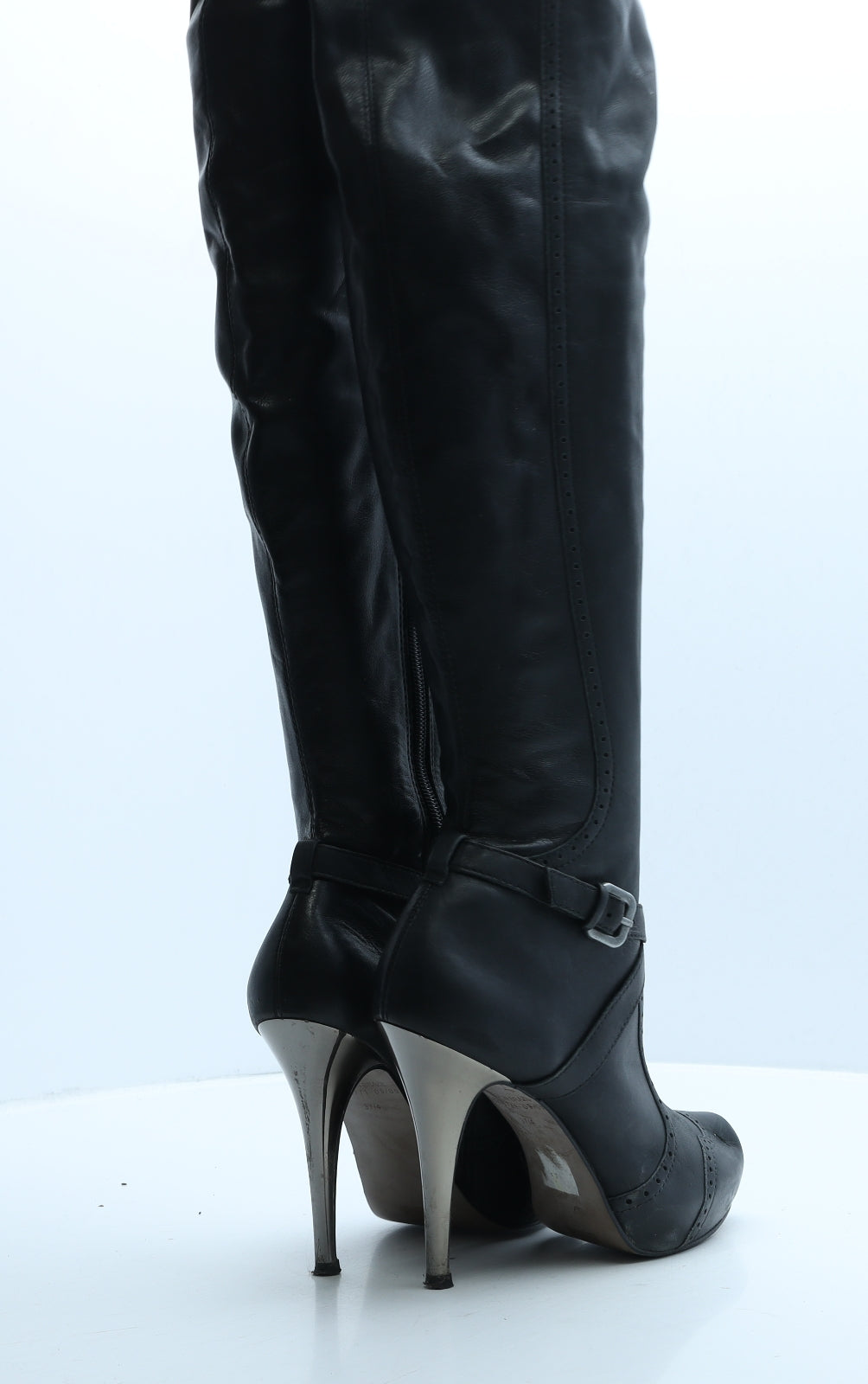 River Island Womens Black Leather Slip On Boot UK 4 37