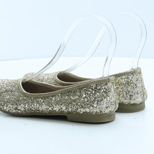 Preworn Girls Gold Polyester Ballet Flat UK 1 34