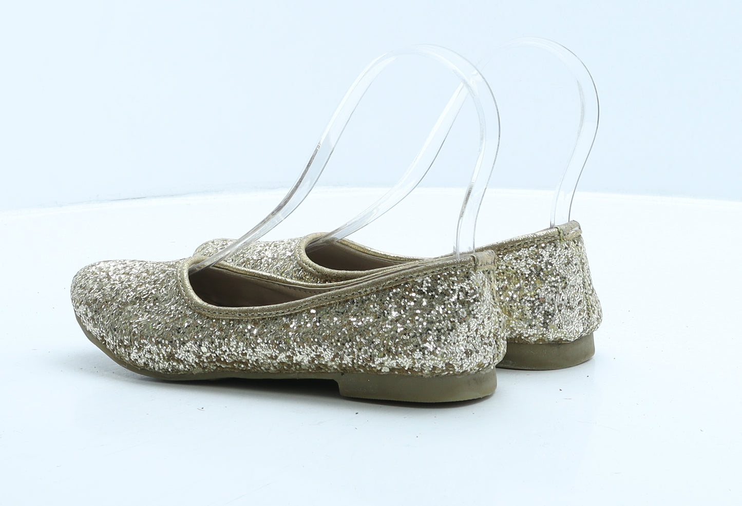 Preworn Girls Gold Polyester Ballet Flat UK 1 34