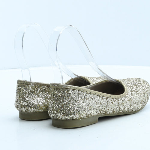 Preworn Girls Gold Polyester Ballet Flat UK 1 34