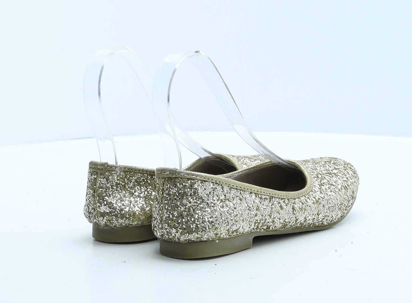 Preworn Girls Gold Polyester Ballet Flat UK 1 34