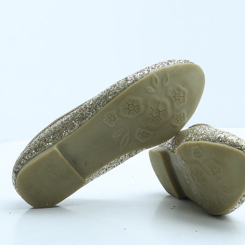 Preworn Girls Gold Polyester Ballet Flat UK 1 34