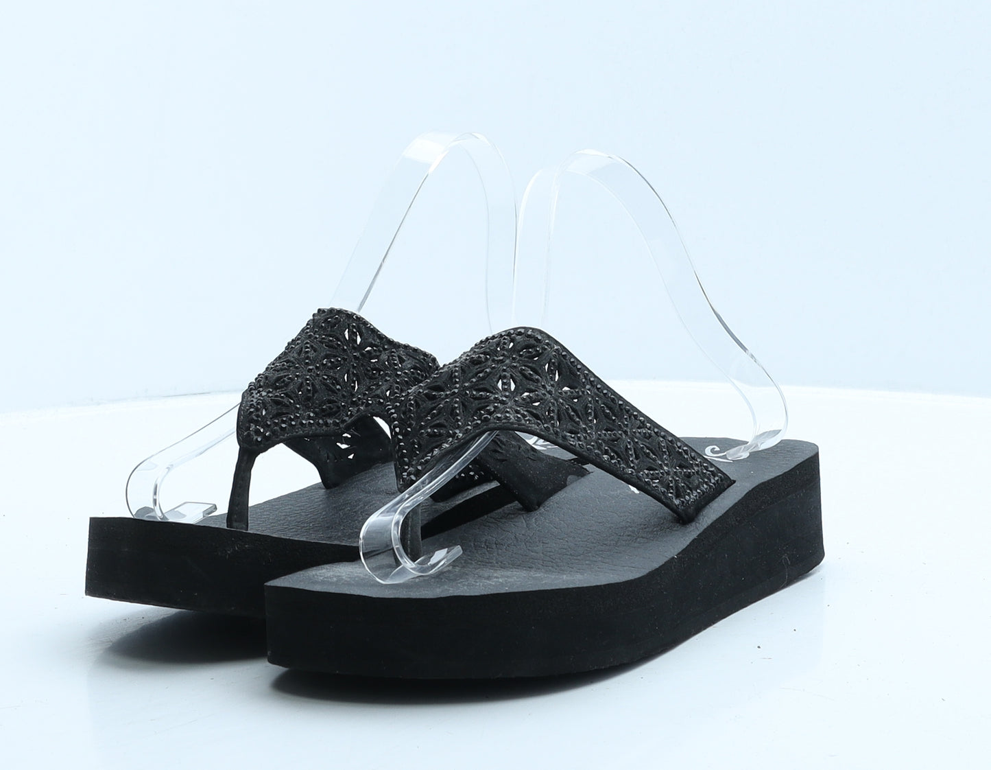 Skechers Womens Black Polyester Thong Heel UK 8