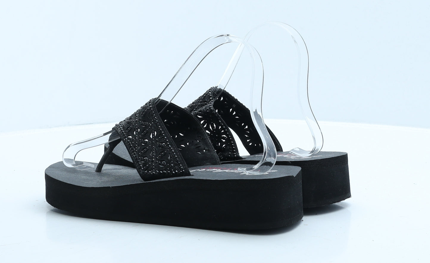 Skechers Womens Black Polyester Thong Heel UK 8