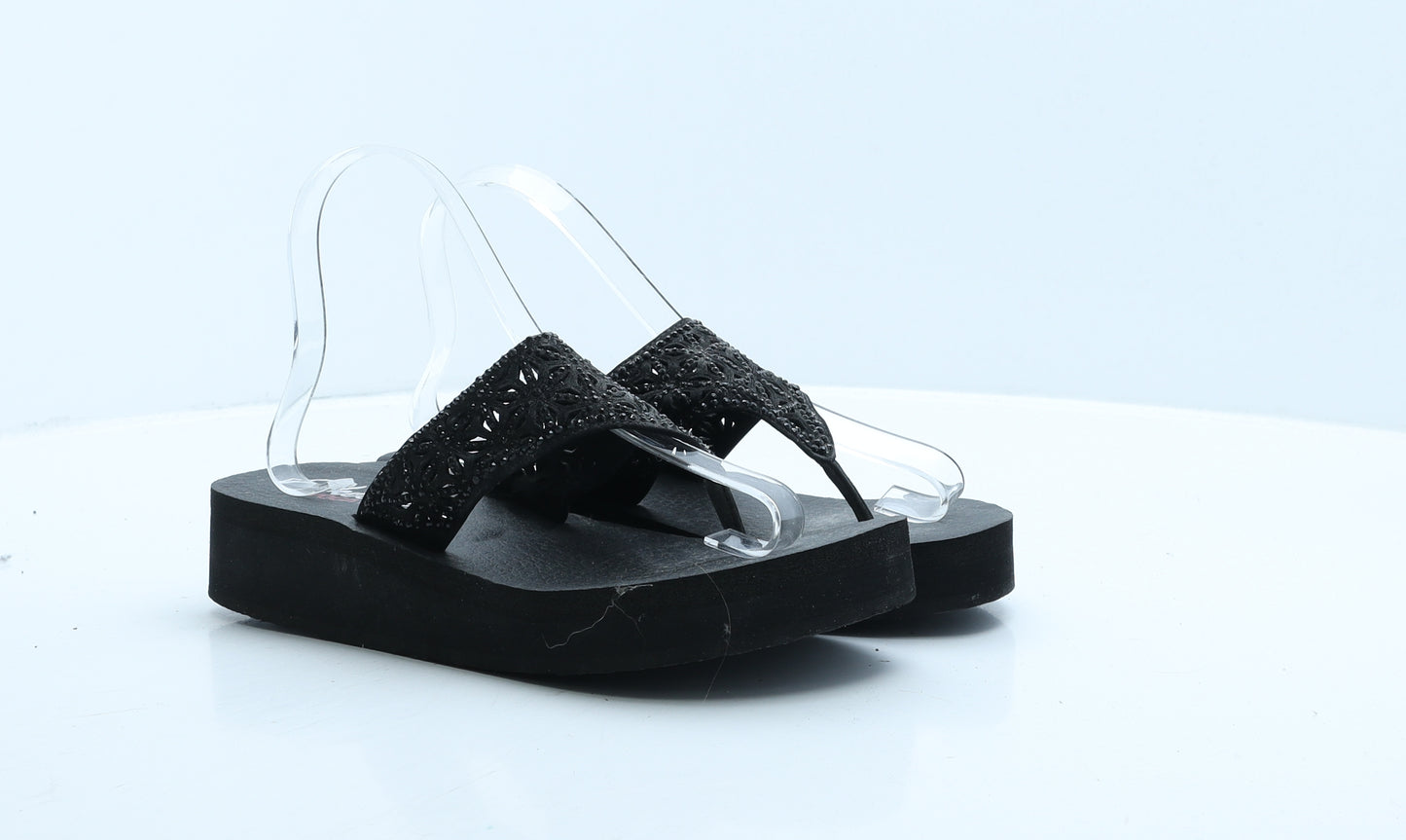 Skechers Womens Black Polyester Thong Heel UK 8