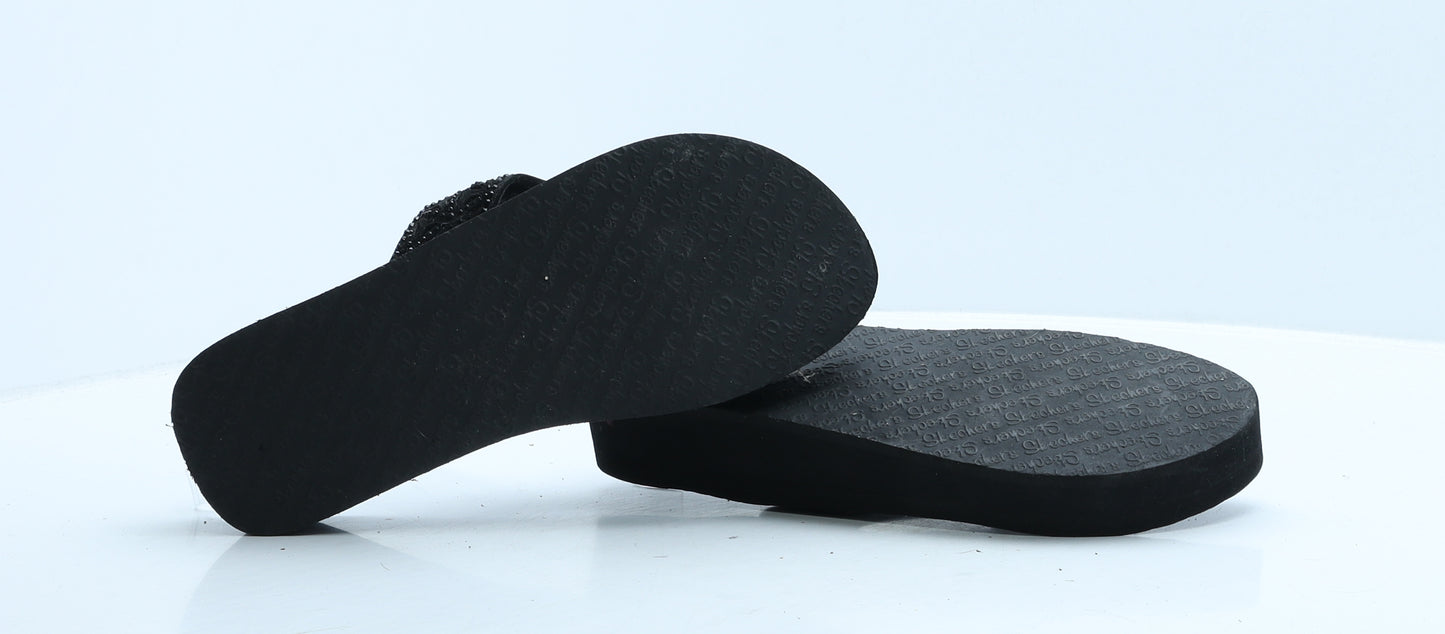 Skechers Womens Black Polyester Thong Heel UK 8